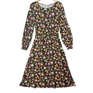 Boden Evelyn Floral Jersey Midi Long Sleeve Dress sz 4R Boho Whimsy Cottage
